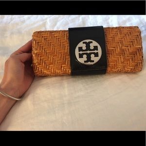 Tory Burch Rattan wicker clutch